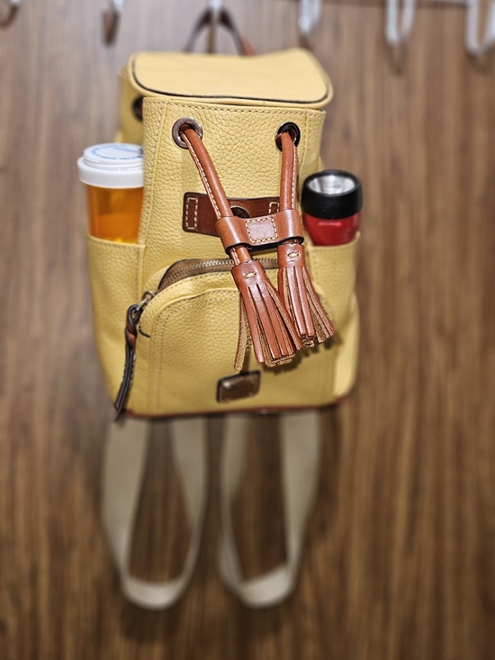 Dooney And Bourke Yellow All Weather Leather Mini Backpack with Brown Trim main image 5